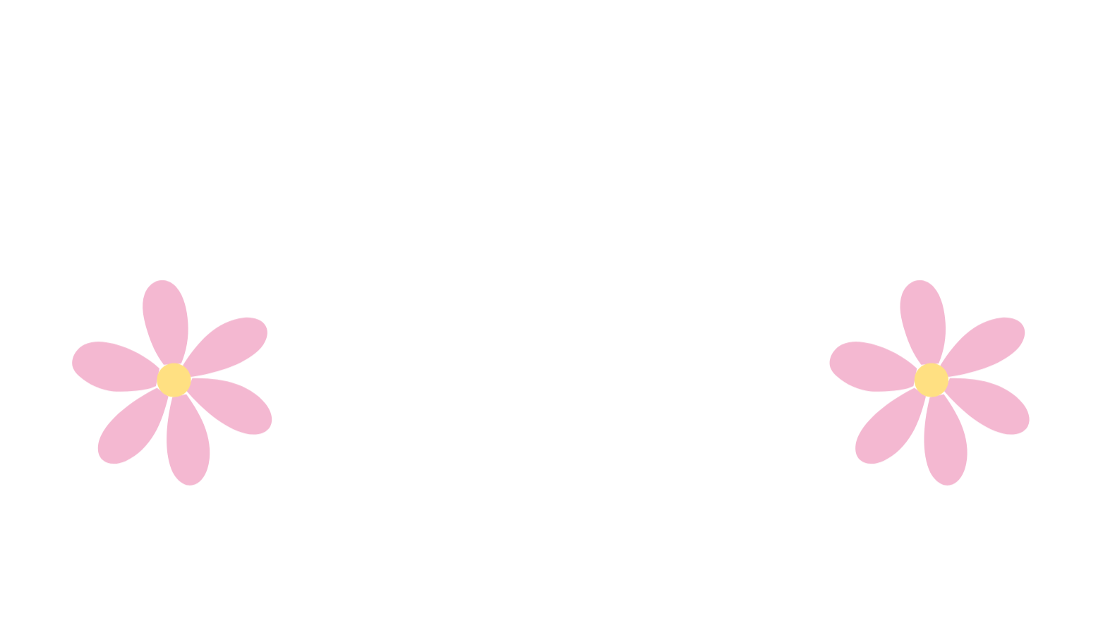 Two pink flowers with yellow centers on a white background